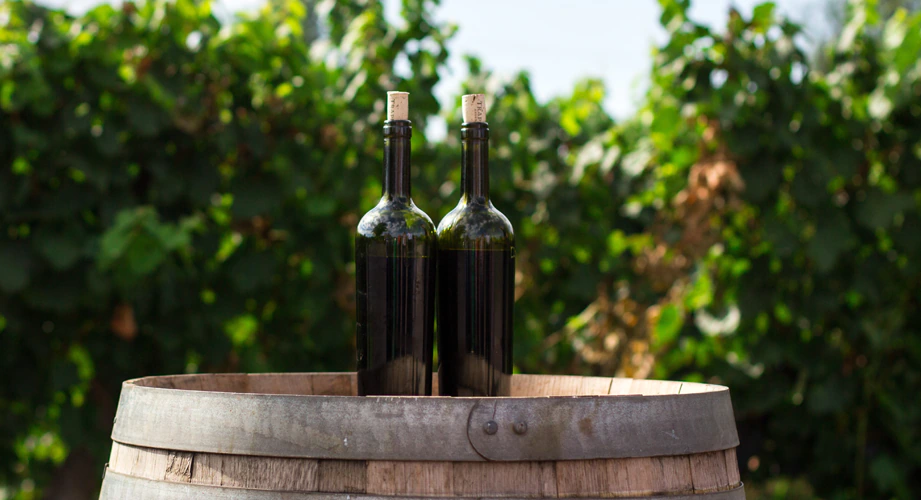 Wine Bottles On a Barrel